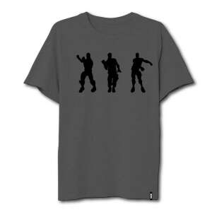 Fortnite T-Shirt mit Silhouetten von drei tanzenden Fortnite-Charakteren, grau, Größe M - Herrenbekleidung