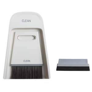 Mini dustpan and brush set, white, for cleaning desk, kitchen, home - Partvis & Broomstick