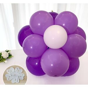 KipHome flower balloon holder with purple and white balloons - Balloon
