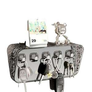 Kulcstartó kampókkal, Flippy, kulcsokhoz, ékszerekhez, 20.3 x 4.6 x 10.3 cm, szürke - Kulcstartó szekrény