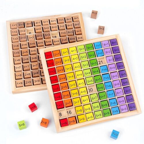 KipHome Montessori Multiplication Board with Colorful Wooden Blocks