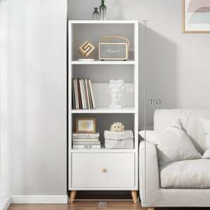White 3-shelf bookcase with drawer, FUR1830-2 - Bookshelve & standing shelve