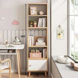 Oak 4-shelf bookcase with drawer, 180x50cm, FUR1831-3 - Bookshelve & standing shelve