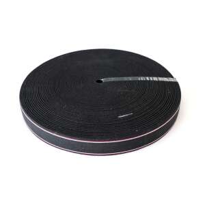 Fekete rugalmas szalag piros varrással, 38mm széles, 25m hosszú - Lovas heveder