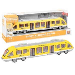 Sárga játékvonat fény- és hanghatásokkal, nyitható ajtókkal és világító utastérrel, 43 cm - Nonbrand Interaktív gyerek játék