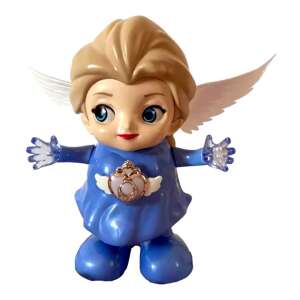 Táncoló Angyal játék villogó fényekkel és dallammal, kék ruha, fehér szárnyak, szőke haj, kék szemek - Nonbrand Interaktív gyerek játék