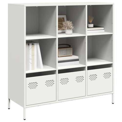 vidaXL fehér acél tárolószekrény 6 polccal és 3 fiókkal, 101,5 x 39 x 103,5 cm - Tálalószekrény