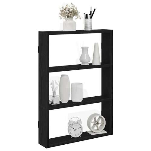 vidaXL fekete szerelt fa fali polc 43 x 9 x 60 cm