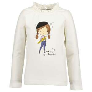 Tricou cu mânecă lungă pentru fete Blue Seven cu un imprimeu drăguț cu o fetiță și textul 'Oh la la Baguette!' - Bebeluși și copii mici