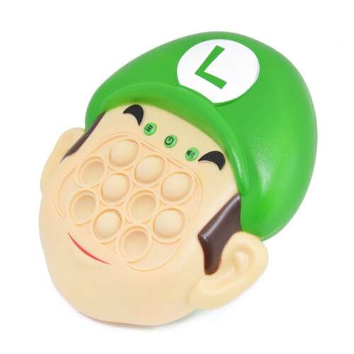 Pop it játék fényekkel és hangokkal, Mario karakter, zöld sapka, elülső nézet