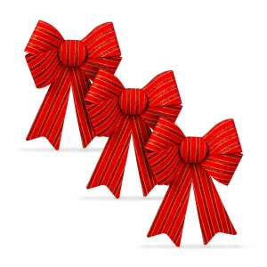 Bewello piros csillogó karácsonyi masni, 3 db-os csomag, 10 x 13 cm - Bewello