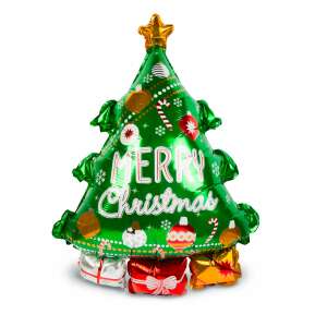 Фолиен балон Bewello с форма на коледно дърво, 80 x 55 cm, зелен, Merry Christmas - Булка във въздуха