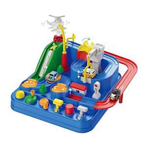 Játékautó Interaktív Pálya - 4 Autó + Helikopter - 26,5x26,5x18 cm