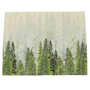 Fenyőerdő, arany lurexes tányéralátét, 50 x 40 cm, Karácsonyi tányéralátét, Fenyőerdő mintával - Tányéralátét