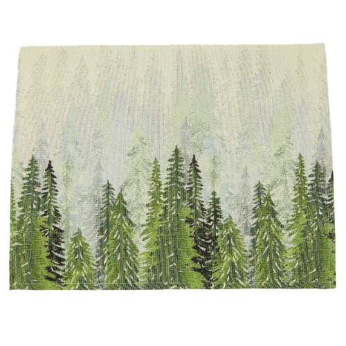 Fenyőerdő, arany lurexes tányéralátét, 50 x 40 cm, Karácsonyi tányéralátét, Fenyőerdő mintával