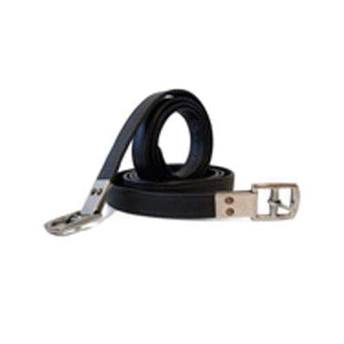 Fekete bőr kengyelszíj rozsdamentes acél csattal