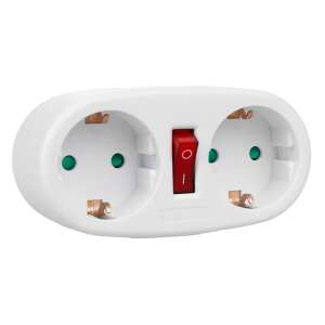 Maclean Adaptor priză cu 2 prize și întrerupător, alb, 3680W, IP20 - Maclean Prize