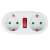 Maclean Adaptor priză cu 2 prize și întrerupător, alb, 3680W, IP20, vedere de sus