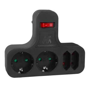 Maclean MCE224 G négyszeres aljzat kapcsolóval, fekete - Maclean