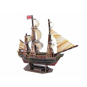 Zmontowany Model Statku HMS Bounty 3D z Drewna, Widok Szczegółowy - Puzzle 3D