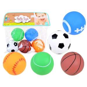 Sada 5 stlačiteľných gumových loptičiek pre bábätká, s rôznymi športovými dizajnmi, ako napríklad futbal, basketbal, baseball, tenis a americký futbal. Perfektné na kúpanie, hranie a učenie sa hádzať a chytať. - Šport a voľný čas