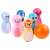 Set de bowling cu animale colorate, 6 pini și o minge, imagine de aproape