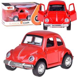 Rotes Metallspielzeugauto in Box und unverpackt, Vorderansicht - Modell, Mock-up