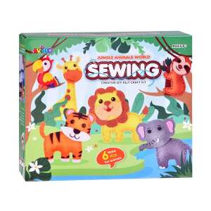 Set de cusut Lumea Animalelor din Junglă, set creativ DIY de artizanat din pâslă, creați 6 animale amuzante, include piese din pâslă, ace, ață, umplutură și instrucțiuni - Nonbrand Jocuri si jucarii creative