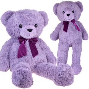 Plüsch Teddybär - Lila - 110 cm - Großes Stofftier mit Schleife - Nonbrand Kuscheltiere