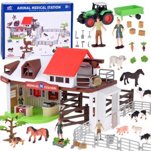 Mega Clinică veterinară Fermă Set de joacă cu tractor și figurine de animale - Ramiz