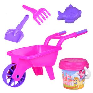 Gyerek Talicska Szett cu găleată prințesă, lopată, greblă și formă de pește - Jucari pe nisip
