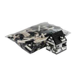 Set de blocuri de construcție Q-BRiCKS® 1000 de bucăți, blocuri de construcție negre, albe, gri și gri deschis, include plăci de bază, țigle de acoperiș și un model mic de casă - Q-Bricks