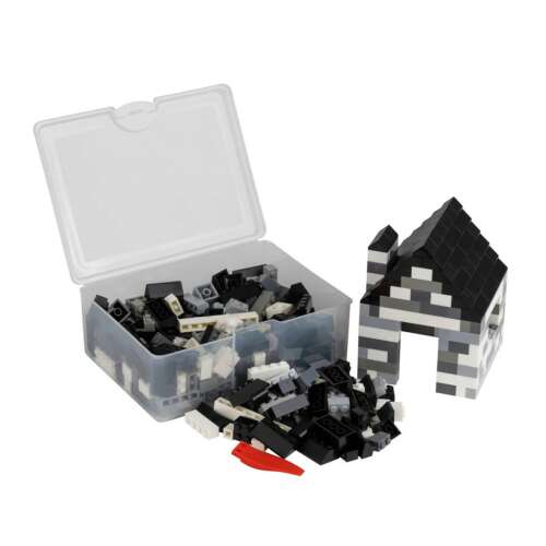 Q-BRiCKS® 250 darabos építőkocka készlet, házikó mix, fekete, fehér, szürke, építőkockák, építőjátékok, kompatibilis a LEGO® -val