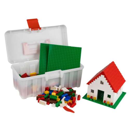 Q-BRiCKS® 400 darabos építőkocka készlet, ház építéséhez, tartalmaz alaplapokat, tetőelemeket és különböző méretű kockákat, nagyszerű gyerekeknek és felnőtteknek