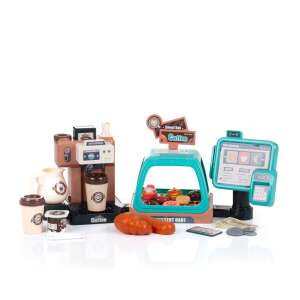 Chipolino Kávéfőző Játékszett, játssz el egy kávézót pénztárral, kávéfőzővel, csészékkel, süteményekkel és pénzzel - Chipolino