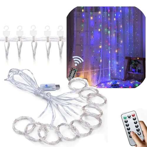 <product_name> 200 mikro LED závesné svetlá, zobrazujúce závesné svetlá, diaľkové ovládanie, USB konektor a háčiky