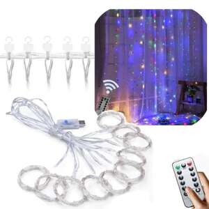 <product_name> 200 micro LED-uri de cortină luminoase, prezentând cortinele luminoase, telecomanda, conectorul USB și cârligele - Nonbrand Ghirlande luminoase