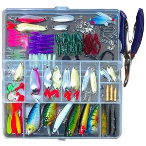 132 pc Plastic Lure Set, Assorted Materials & Storage Organizer, Ideal for Trout, Perch, Salmon, Pike, Carp Fishing
