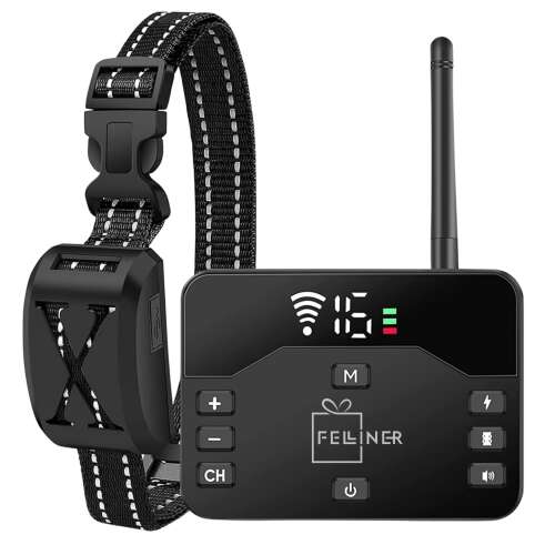 Felliner TZ-H0-S24 Electric Dog Training Collar, 260m Range, IPX65 Waterproof, Electrostatic Pulse, Vibration & Beep, 2.4G Signal, 170-Day Battery Life, Black