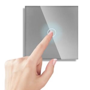 iUni Érintőkapcsoló gray glass touch light switch in use - Light Switch