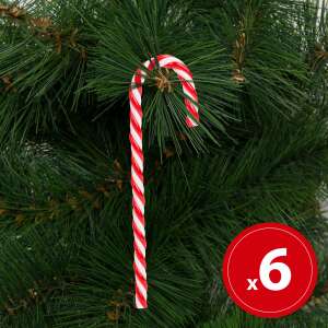 Piros és fehér karácsonyi cukorbot dísz, 6 darabos csomag - Bewello