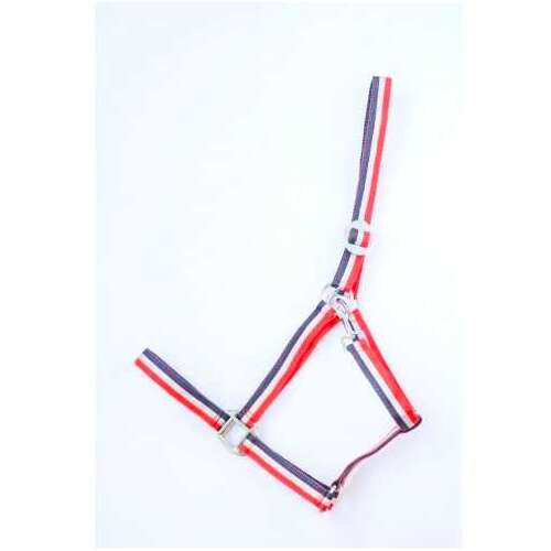 HB Apollo Nylon kötőfék, piros, fehér és kék csíkos, állítható