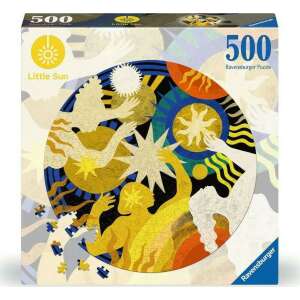 Pudełko z puzzlami Ravensburger Little Sun Engage 500 elementów, przedstawiające abstrakcyjny wzór ludzi sięgających po słońce i gwiazdy - Ravensburger Puzzle
