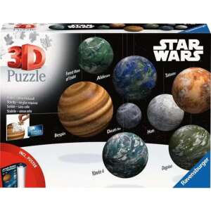 Ravensburger Star Wars 3D Puzzleball, 531 piese, include planete precum Bespin, Dagobah, Alderaan, Tatooine, Yavin 4, Hoth, Endor și Steaua Morții - Puzzle 3D