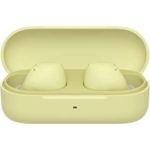 Sony WF-C510 True Wireless Earbuds in Yellow, charging case open, showing earbuds inside - Headphone and Bluetooth Speaker