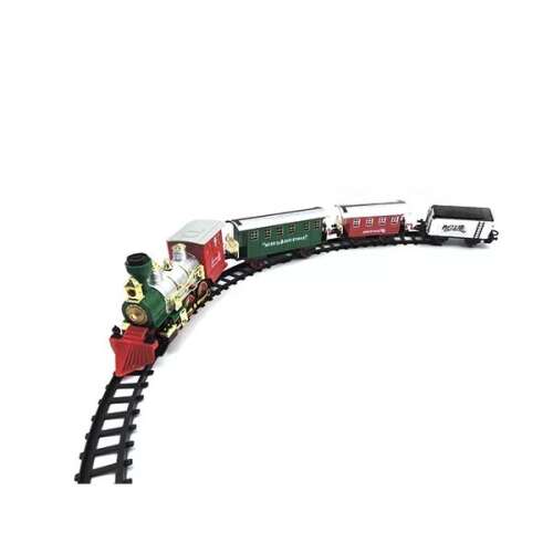 Zestaw pociągu świątecznego z lokomotywą, 2 wagonami pasażerskimi, tendrem węglowym i torem