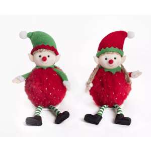 Set de două decorațiuni de Crăciun cu elfi de 17 cm, fiecare îmbrăcată ca o căpșună, perfect pentru a adăuga o notă festivă decorului casei tale - Nonbrand Decorațiuni de Crăciun