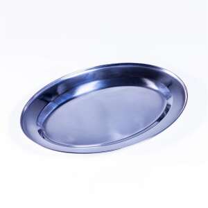 TOO KT-449 25 cm-es ovális rozsdamentes acél tálca - Tálca