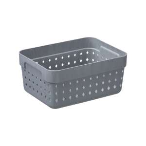 IRIS Seoul 1,25L szürke műanyag tároló kosár lyukakkal - Tárolódoboz & kosár