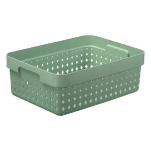 Zöld műanyag tároló kosár fogantyúkkal, IRIS Seoul márka - Tárolódoboz & kosár